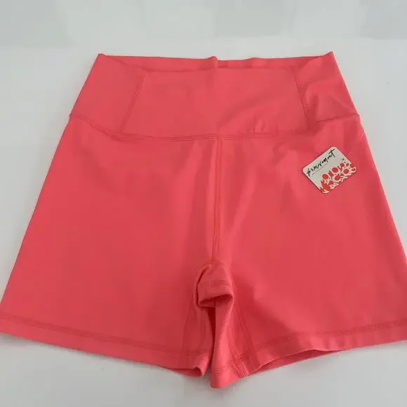 $48 Free People Never Better 5" Biker Shorts Womens Neon Coral Size Large - Picture 3 of 4